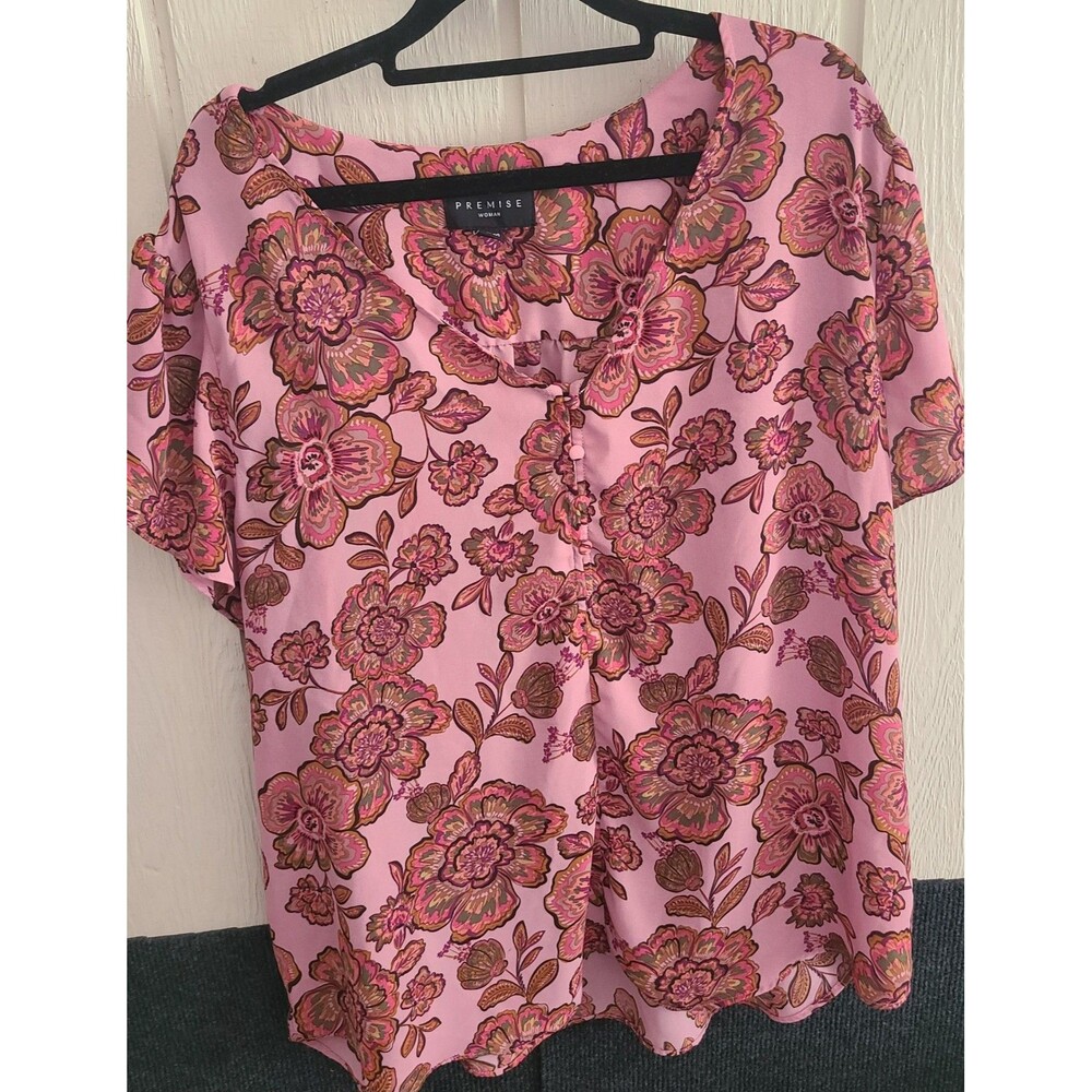 Premise Sz 2X EUC Short Sleeve Knit to Woven Top - Picture 4 of 8